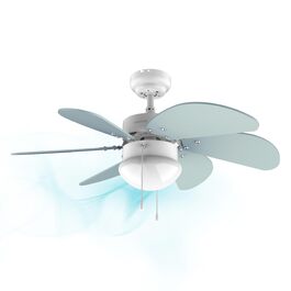Стельовий вентилятор Cecotec EnergySilence 3600 Vision Sky 92 см з лампами, 50 Вт, 3 швидкості, білий/блакитний