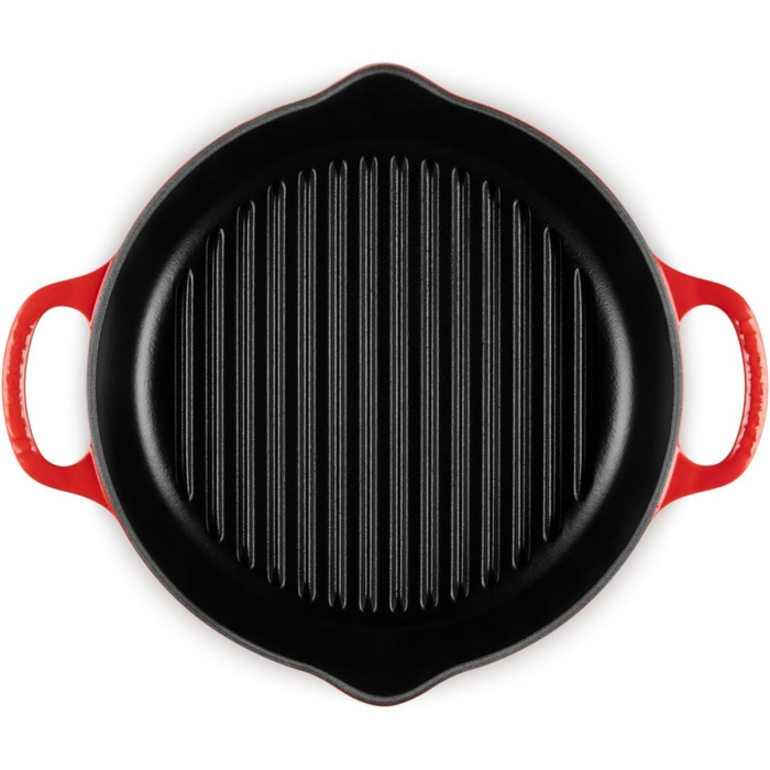 Чавунна кругла гриль-сковорода Le Creuset Signature, 25 см, для всіх плит і духовок, червона