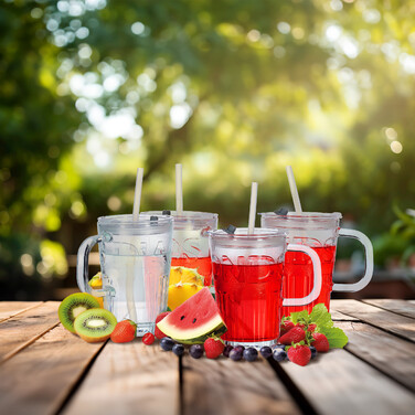 Relaxdays Set of 4 Handle Glasses