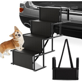 Рампа для собак у автомобіль, складана, 4 сходинки, до 80 кг, для SUV, авто, вантажівка, з принтом лапи, 101х75х47 см