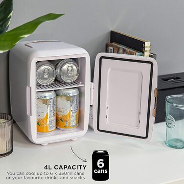 Russell Hobbs Mini Portable Cooler & Warmer - Drink, Beauty & Skincare - AC/DC - Scandi Style White & Wood Effect