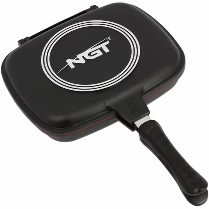 NGT Double Grill Pan Non-Stick Connectable Pans Carp Fishing Cooking Camping - Comes Apart in 2 Pans If Necessary