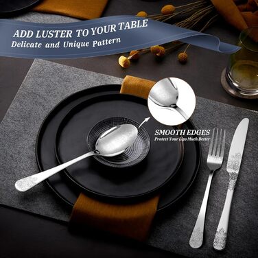 Набір столових приборів DRAGON RIOT на 6 осіб (30 предметів) з нержавіючої сталі, рожеве золото, елегантний набір ножів, виделок та ложок для дому, вечірки, ресторану. 30 предметів (сріблястий колір 60 предметів)