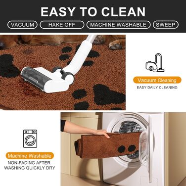 Привідний килимок Mibao для входу та авто 60x90 см, протиковзкий вологопоглинаючий килим для бруду та лап тварин, що миється в машинці (Коричневий)