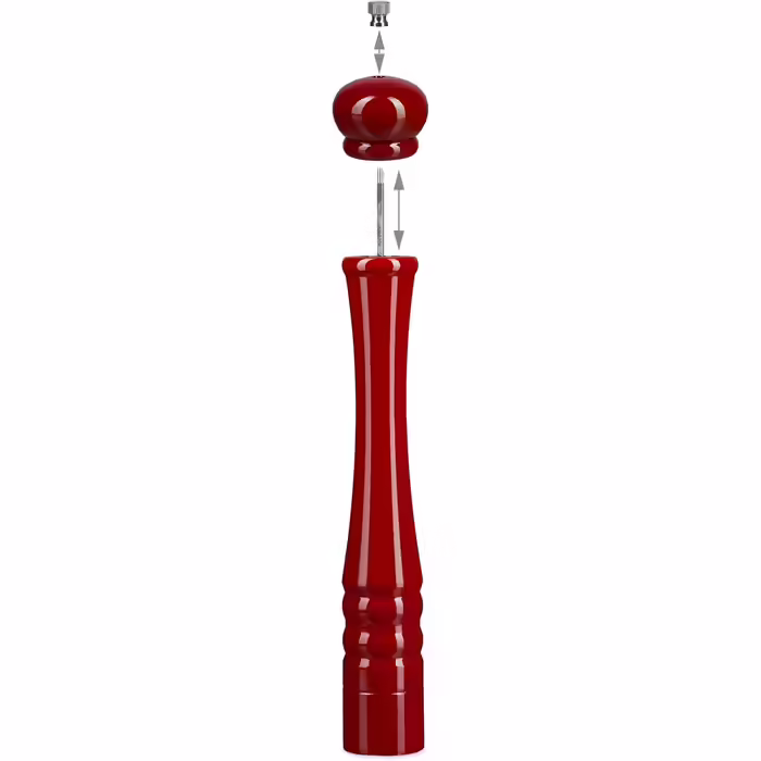 Relaxdays Pepper Grinder, Wood, Ceramic Grinding Mechanism, Large, HxWxD: 40 x 6 x 6 cm, Classic Design, Red