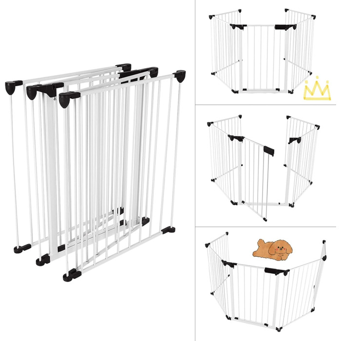 Клітка для собак, металева, розкладна, 310 x 2,5 x 75 см (5 шт., білий)