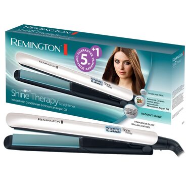 Випрямляч для волосся Remington Shine Therapy S8500 з керамічним покриттям, аргановою олією та вітаміном E, LCD-дисплей, 150-230°C