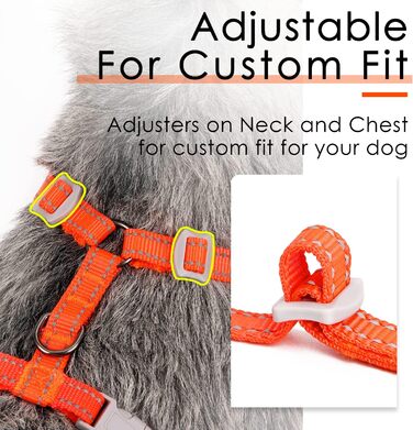 Шлейка для собак ThinkPet No-Pull, дихаюча, для малих, середніх та великих собак, регульована, м'яка, для прогулянок, з контролем, з підкладкою, світловідбиваюча (Помаранчевий, S, 1 шт.)