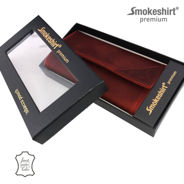 Leather Tobacco Pouch - Premium Quality Tobacco Bag - Professional smokeshirt Single or Double Sheet Pocket Rolling Pouch for Women and Men (Vintage Red)