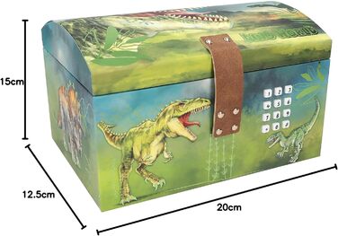 Скриня з кодовим замком, світлом і звуком Depesche Dino World, 15×20×12,5 см, чорна, для зберігання коштовностей і секретів