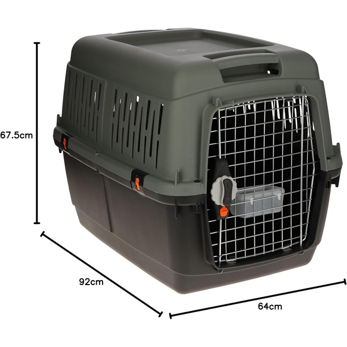 KERBL Eco Transport Box - Recycled Plastic Pet Carrier with Water Bowl - 70x50x51.5 cm / 92x64x67.5 cm