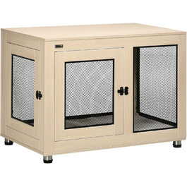 Клітка для собак PawHut з 2 дверцятами, знімний матрац, сучасна сталева собача будка для дому, підходить для великих собак до 30 кг, розмір 94x60x71,5 см, білий (дуб)