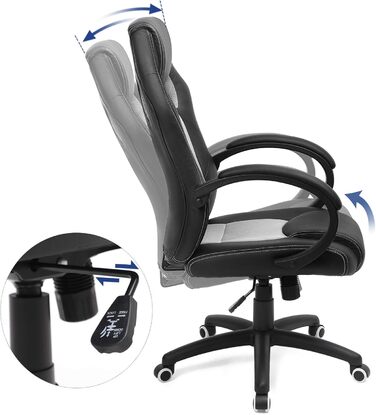Офісний стілець SONGMICS Ergonomischer Bürostuhl, чорний, регульований, міцний, 52 x 53 x 122 см