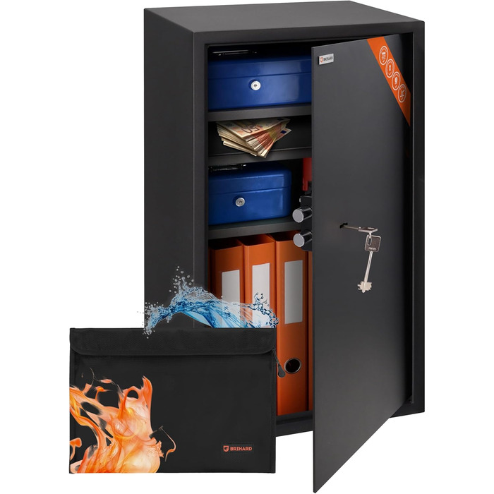 Сейф для бізнесу Brihard Tresor XL з ключовим замком, 50x35x36 см, сірий Titan