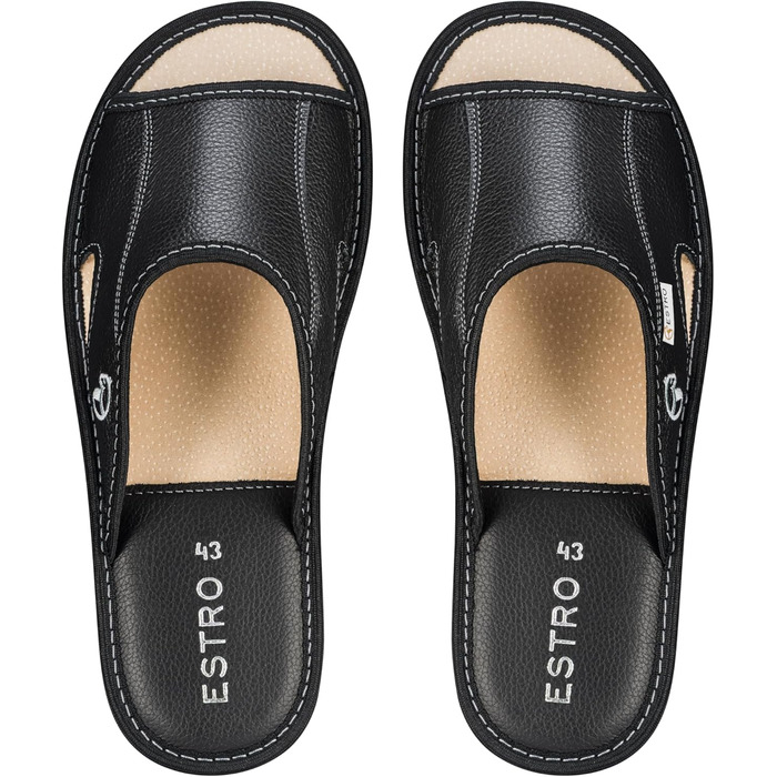 Чоловічі халати-домашні тапочки ESTRO, шкіряні, чорні, 44 EU