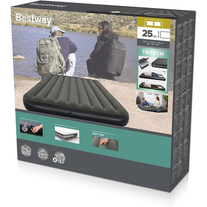 Надувний матрац Bestway Tritech Queen 203x152x25 см - для дому, відпочинку