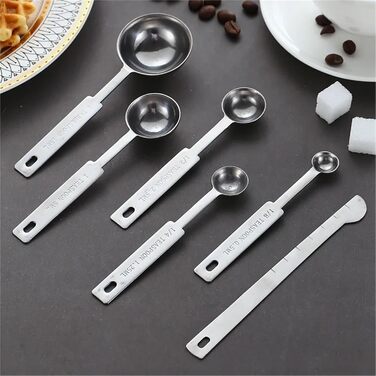 Measuring Spoon Set 8/10-Piece Stainless Steel Measuring Cups and Spoons, Stackable Serving Spoons, DIY Tools, Kitchen Accessories (11 Pieces)