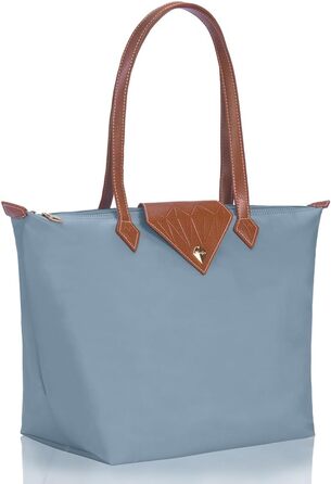 Сумка жіноча велика шопер водонепроникна через плече чорна для роботи, подорожей, покупок (блакитна, L)