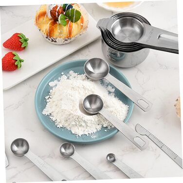 Mikinona 15St Measuring Spoon Conversion Chart Portable Rice Spoon Measuring Cup Baking Mini Shovel Measuring Cup Set Measuring Cups Set Kitchenware Multipurpose Shovel Stainless Steel Silver
