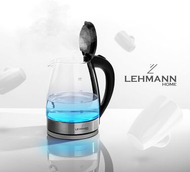 Скляний електрочайник Lehmann LHOEK-2220, 2 л, 2200 Вт, з LED-підсвічуванням, захистом від перегріву та автоматичним відключенням
