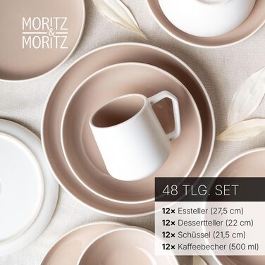 Набір керамічного посуду Moritz & Moritz Cavo на 6 осіб, 24 предмети, колір мигдалевий (Almond) — сучасний сервіз з тарілками, мисками та чашками