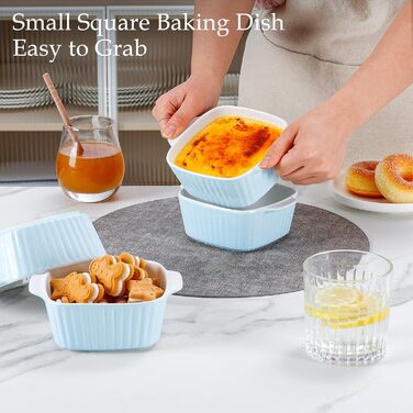 Набір форм для запікання NUTRIUPS 400мл, 4 шт., кераміка, 14.5 x 11.5 x 5.5 см, блакитний