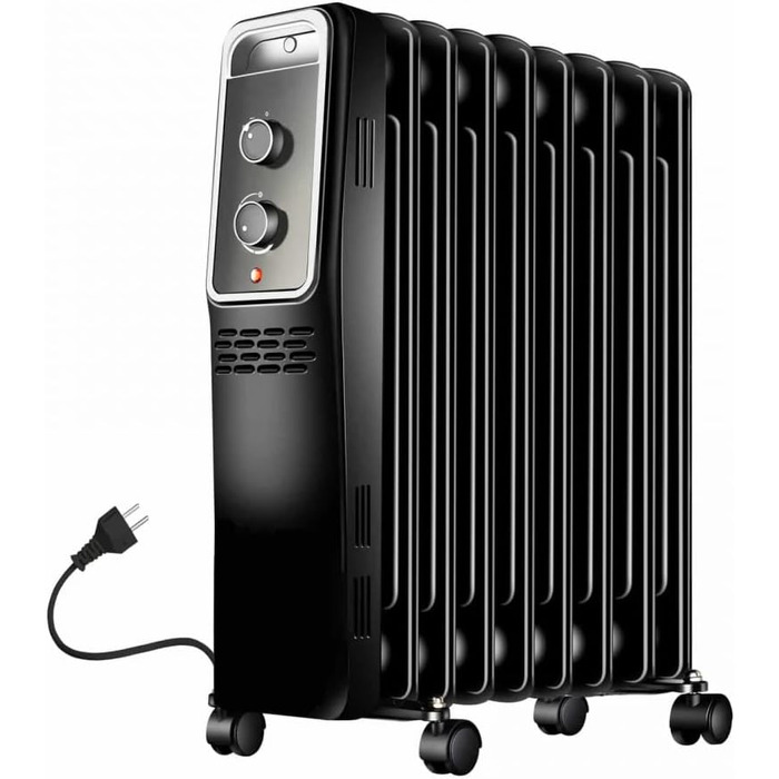 Електричний масляний радіатор BlueCraft 2000W з термостатом, 3 режими нагріву (800/1200/2000W)