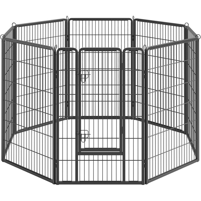 Вольєр для тварин Feandrea Freilaufgege, XL, 77 x 120 см, чорний, з 8 панелей, для дому та вулиці