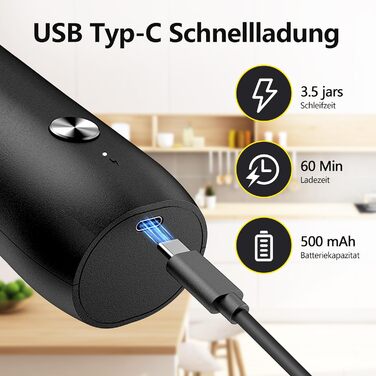 Електричний набір млинів для солі та перцю з підзарядкою, USB, регульований помел, керамічні жорна, ABS пластик (чорний & білий)