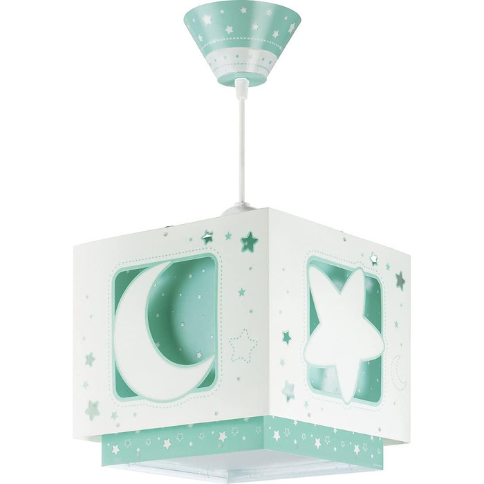 Children's Lamp Pendant Light Hanging Lamp Fluorescent Moon and Stars MoonLight green, 24 x 24 x 21 cm
