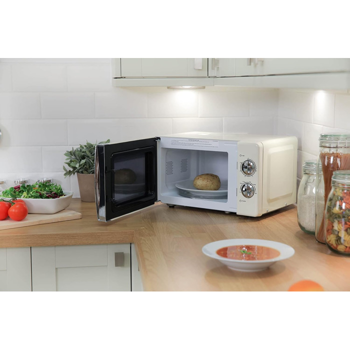 Мікрохвильова піч Russell Hobbs RHMM701C, 17 л, 700 Вт, кремовий колір, 5 рівнів потужності, таймер, функція розморожування