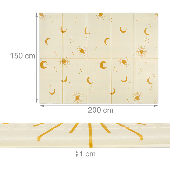 Relaxdays Foldable Play Mat Sun, Moon & Patterns