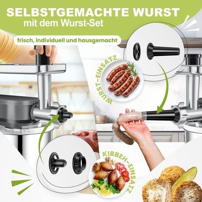 Кухонна машина KESSER 3в1 з м'ясорубкою та міксером, 1500Вт, чаша 5.5л, планетарний міксер для випічки та готування, антрацит