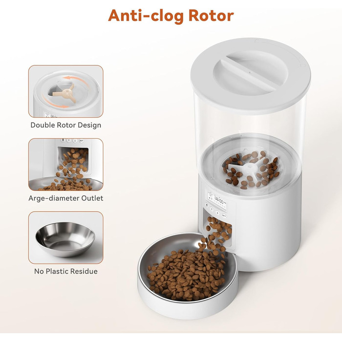 Автомат годування котів 4.2L з програмуванням, з окремою мискою з нержавіючої сталі