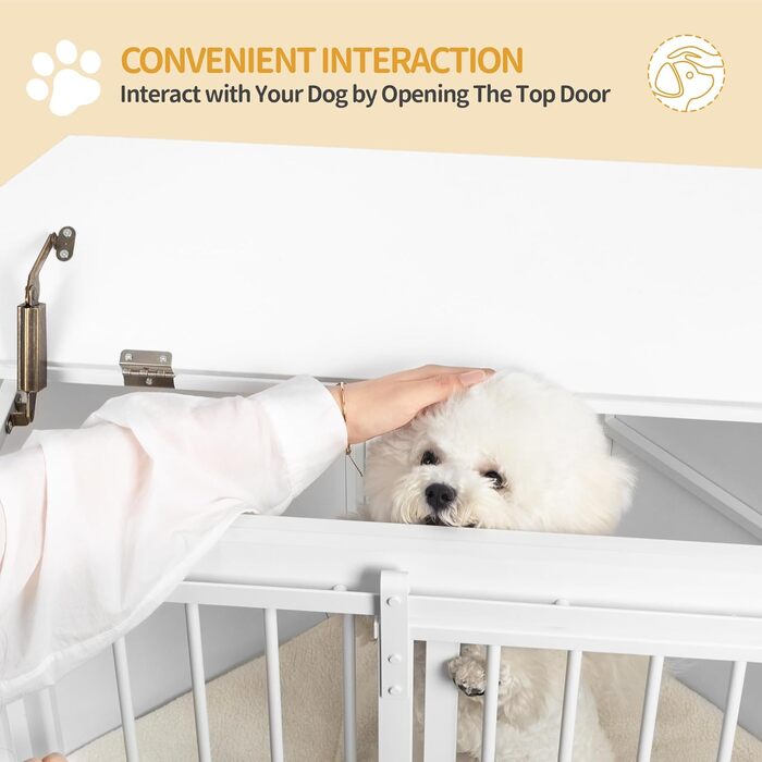 Клітка для собак Hzuaneri Eck-Hundekäfig: зручна собача будка з подушкою та розсувними дверима, 107 x 59,6 x 64 см, білий колір, DFC85903W