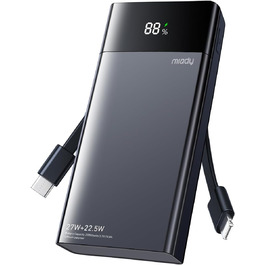 Power Bank Maidy 20000mAh з USB-C кабелем, 27W швидка зарядка, сумісний з iPhone, Galaxy, Xiaomi, iPad, Switch