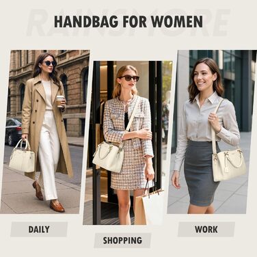 Жіноча сумка RAINSMORE середнього розміру з екошкіри, біла: сумка-тоут, сумка на плече, ручна сумка