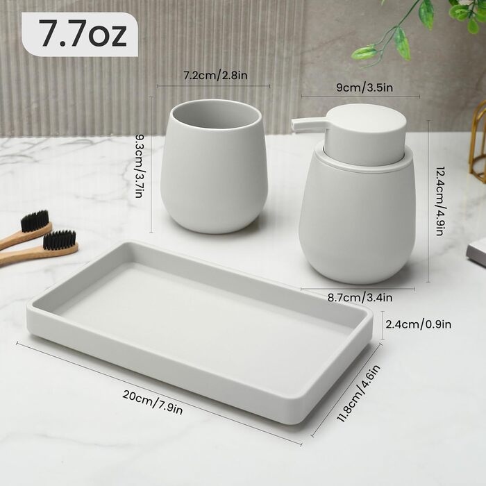 Сучасний набір для ванної кімнати AJEUNGAIN сірого кольору: мильниця, стакан для зубної пасти, піднос. Організатор для ванної кімнати (сірий). 3 шт.