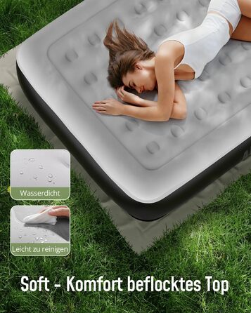 Надувне ліжко Airefina для 1-2 осіб з вбудованим насосом, 99x190x46 см та 203x152x33 см, до 295 кг, з сумкою для перенесення