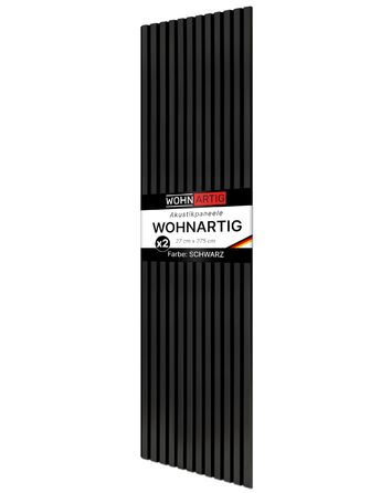 Акустичні панелі на фетрі для стін (набір 2 шт. 275х27 см), колір чорний 905, стінові ламелі 1,485 м²