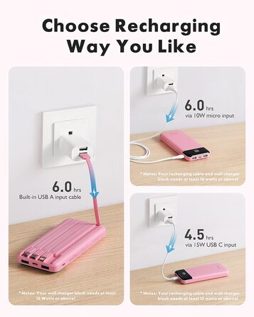 Power Bank Charmast 10000mAh з 6 виходами, USB-C, LED-дисплеєм, 4 кабелями, для iPhone, Huawei, Samsung