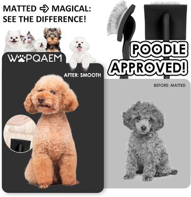 Гребінець для собак та котів Slicker з дерев'яною ручкою та довгими шпильками з нержавіючої сталі – видаляє підшерсток, ковтуни та вузли – з гребенем для догляду – для голден ретриверів та мейн кунів – великий (чорний)