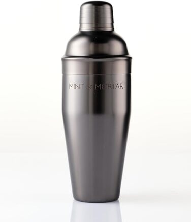 Набір для приготування коктейлів Mint&Mortar 7 шт. з бамбуковим підставкою, нержавіюча сталь, барменський набір з інструментами для дому та професійного використання, 680 мл, Mixer (Gunmetal Black)