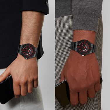 HANPOSH Чоловічий годинник: аналоговий кварцовий годинник для чоловіків з датою, водостійкий 50M, з силіконовим ремінцем, чорно-червоний дизайн