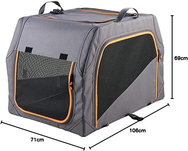 Складана переносна переносна собача будка HUNTER з алюмінієвим каркасом, сірого/помаранчевого кольору, S (106 x 71 x 69 см)