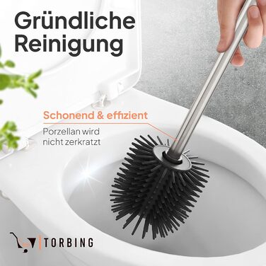Набір для чищення унітазу TORBING з нержавіючої сталі та силікону - елегантна щітка з тримачем, антибактеріальна поверхня