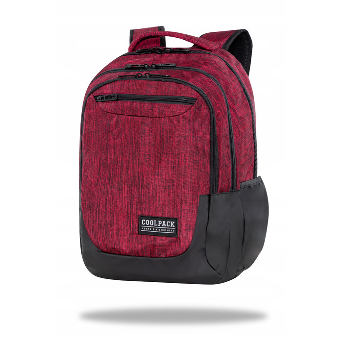 Багатовідсіковий шкільний рюкзак CoolPack, чорний з червоним, 27 л
