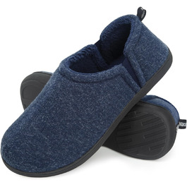 Чоловічі халапи з штучної вовни Snug Leaves з піною Memory Foam, антиковзаючі, теплі, з штучним Sherpa, з еластичними вставками (46/47 EU, темно-синій)