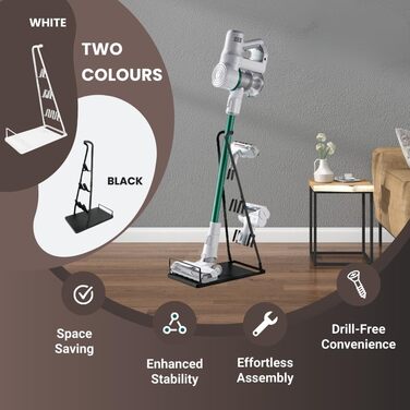 Підставка для пилососа без свердління, металева стійка для пилососа, сумісна з V6 V7 V8 V10 V15 та іншими моделями. Підходить для більшості вертикальних пилососів (чорний)