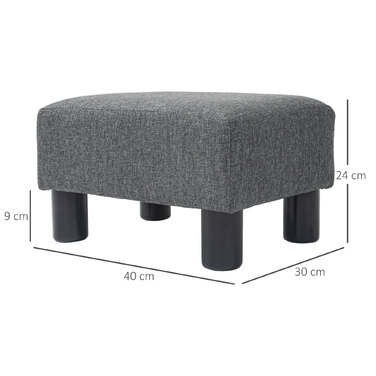 HOMCOM Footstool with Linen Look Modern Upholstered Footstool Ottoman for Bedroom, Living Room, Dark Grey | Aosom